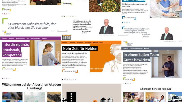 Immanuel Albertinen Diakonie - Nachricht - Elf weitere Webseiten sind online - Collage 